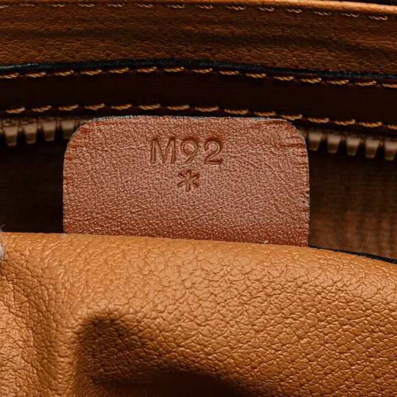 Celine Triomphe Striped Shoulder Bag Brown Green Canvas Leather - Picture 6 of 7